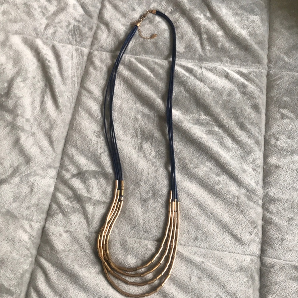 Loft blue and gold long necklace